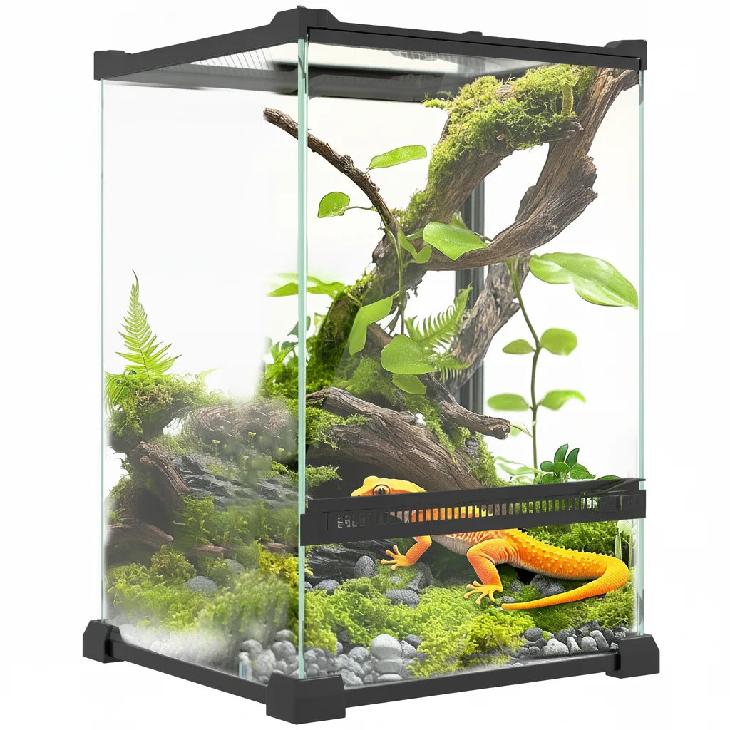 Terrarium Verre Noir 12L PawHut pour Reptiles