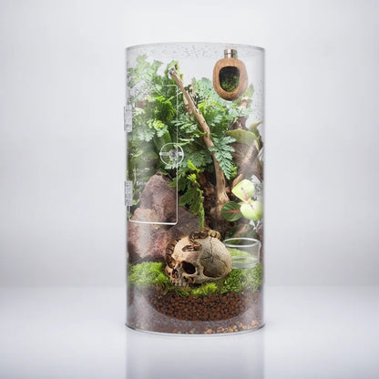 Terrarium Cylindrique Brun Foncé pour Petits Reptiles