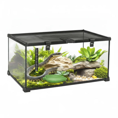 Terrarium Reptile Verre Trempé Pawhut Noir