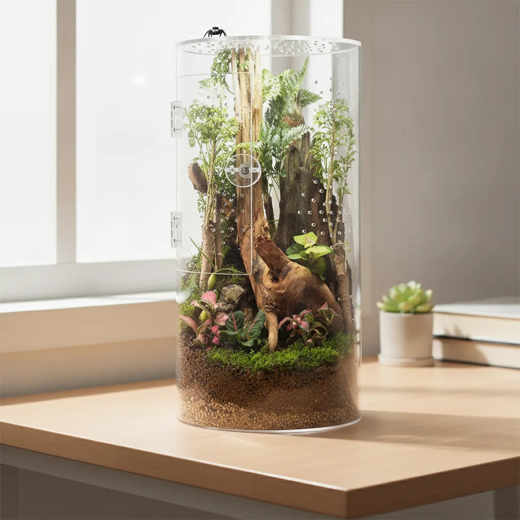 Terrarium Cylindrique Brun Foncé pour Petits Reptiles