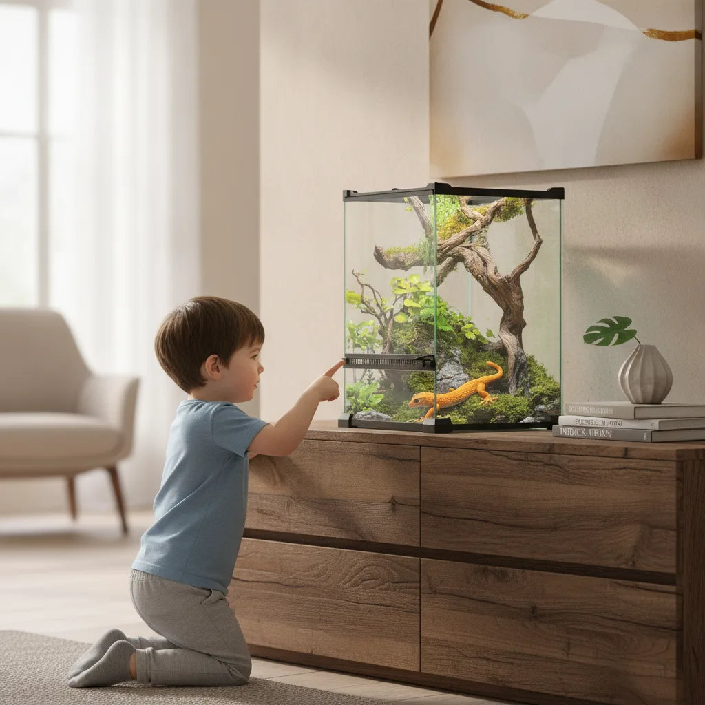 Terrarium Panoramique Verre 360° pour Reptiles