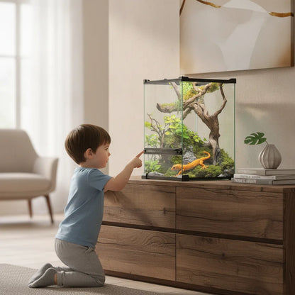 Terrarium Panoramique Verre 360° pour Reptiles