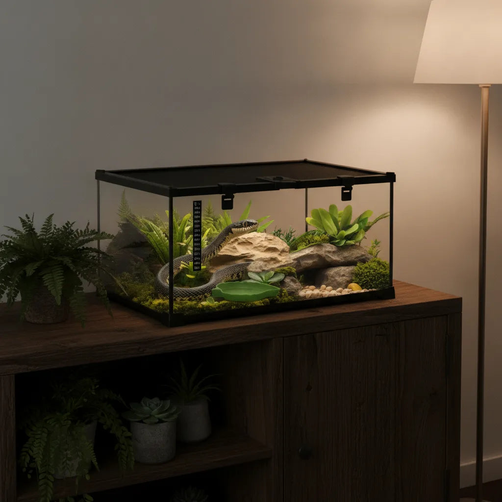 Terrarium Reptile Verre Trempé Pawhut Noir