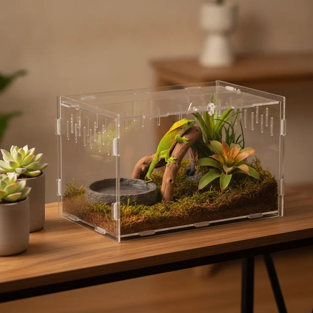 Terrarium Acrylique Transparent pour Reptiles et Nanos