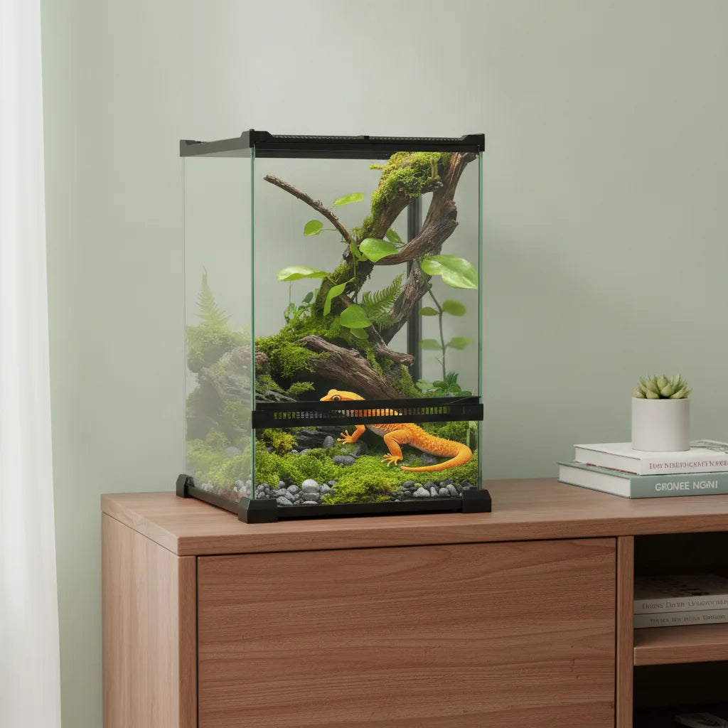 Terrarium Verre Noir 12L PawHut pour Reptiles