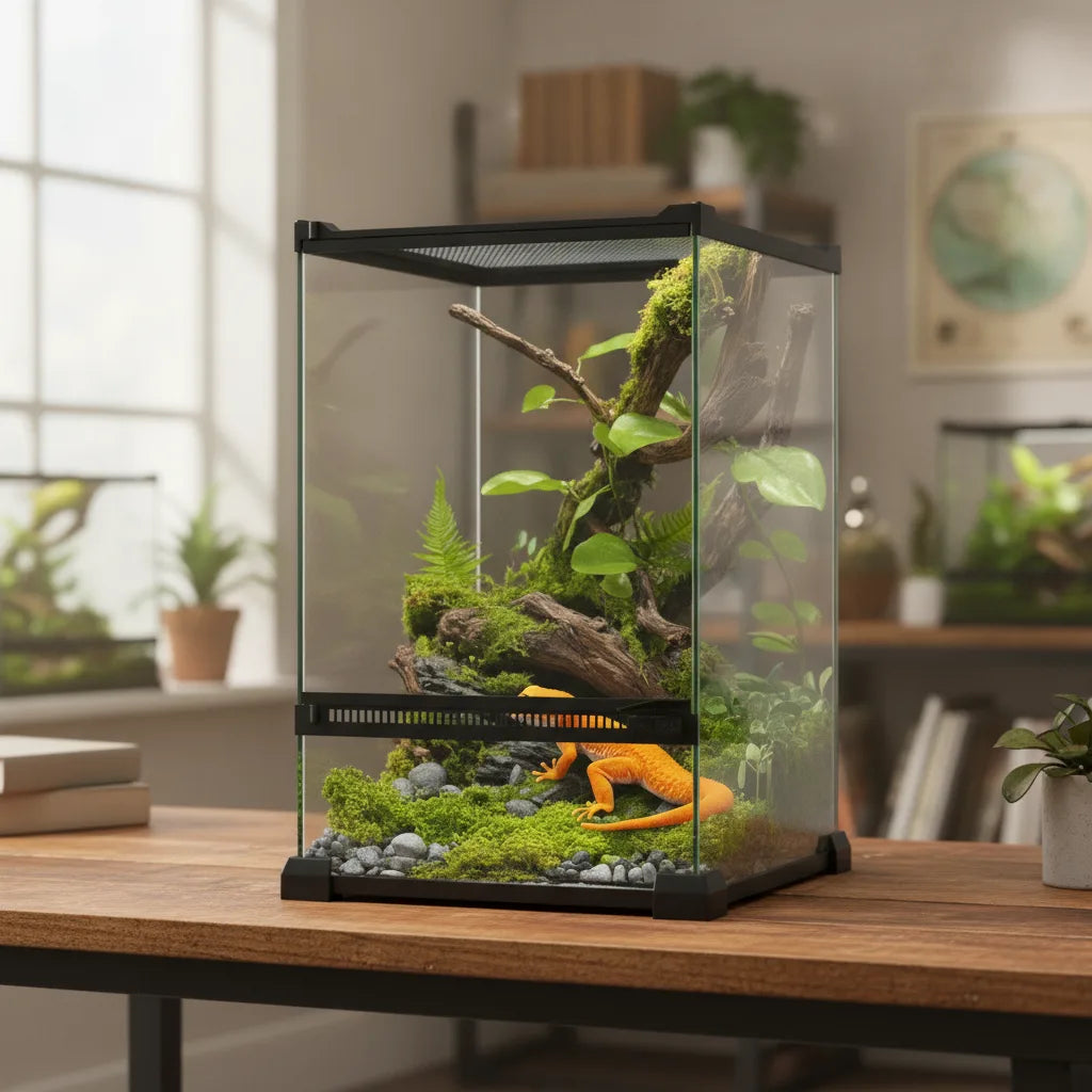 Terrarium Verre Noir 12L PawHut pour Reptiles