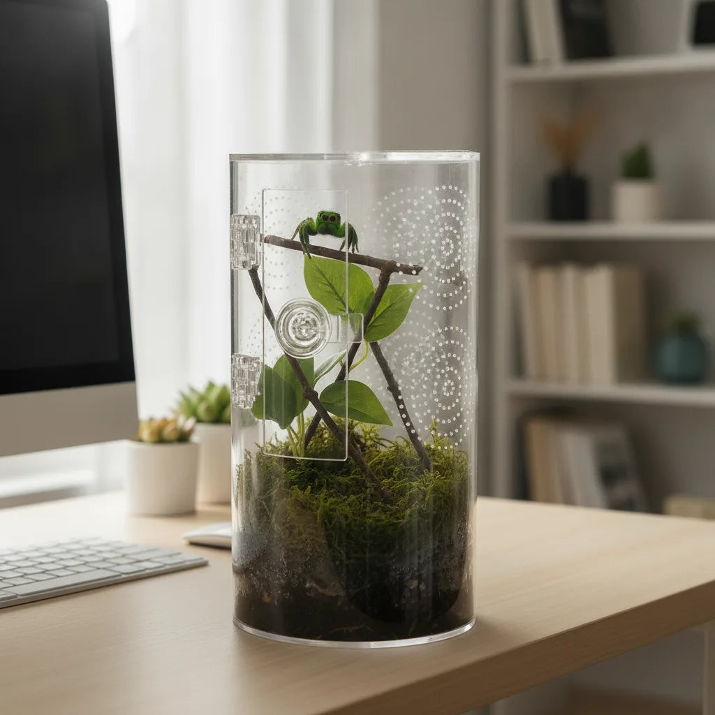 Terrarium Cylindrique Brun Foncé pour Petits Reptiles