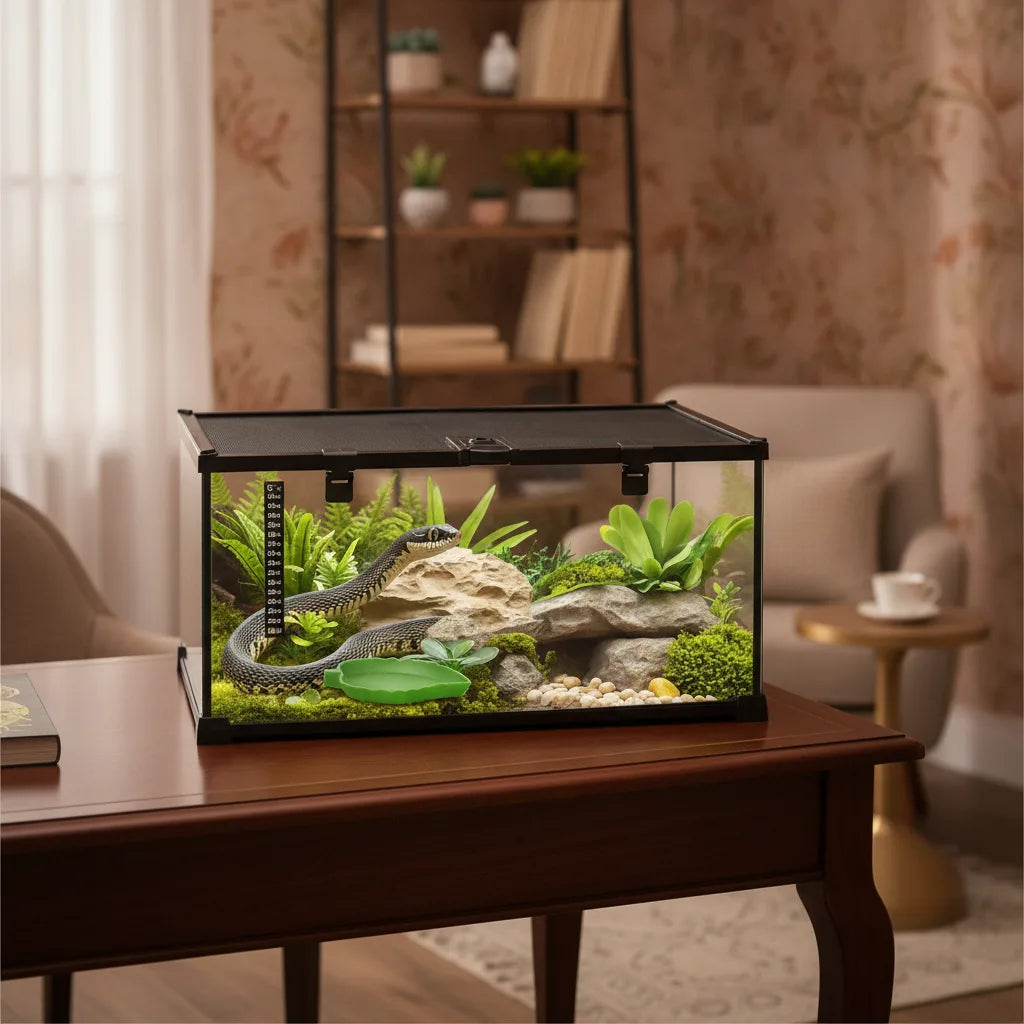 Terrarium Reptile Verre Trempé Pawhut Noir