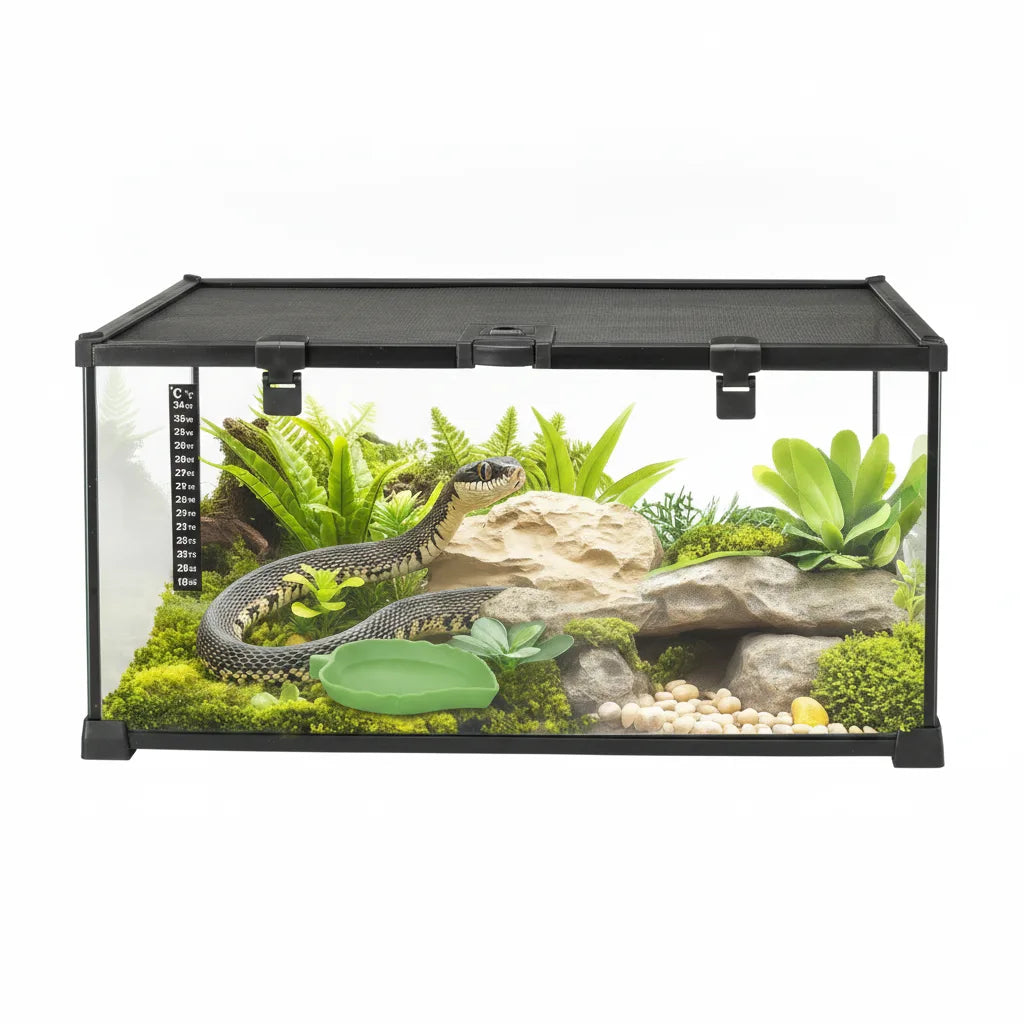 Terrarium Reptile Verre Trempé Pawhut Noir