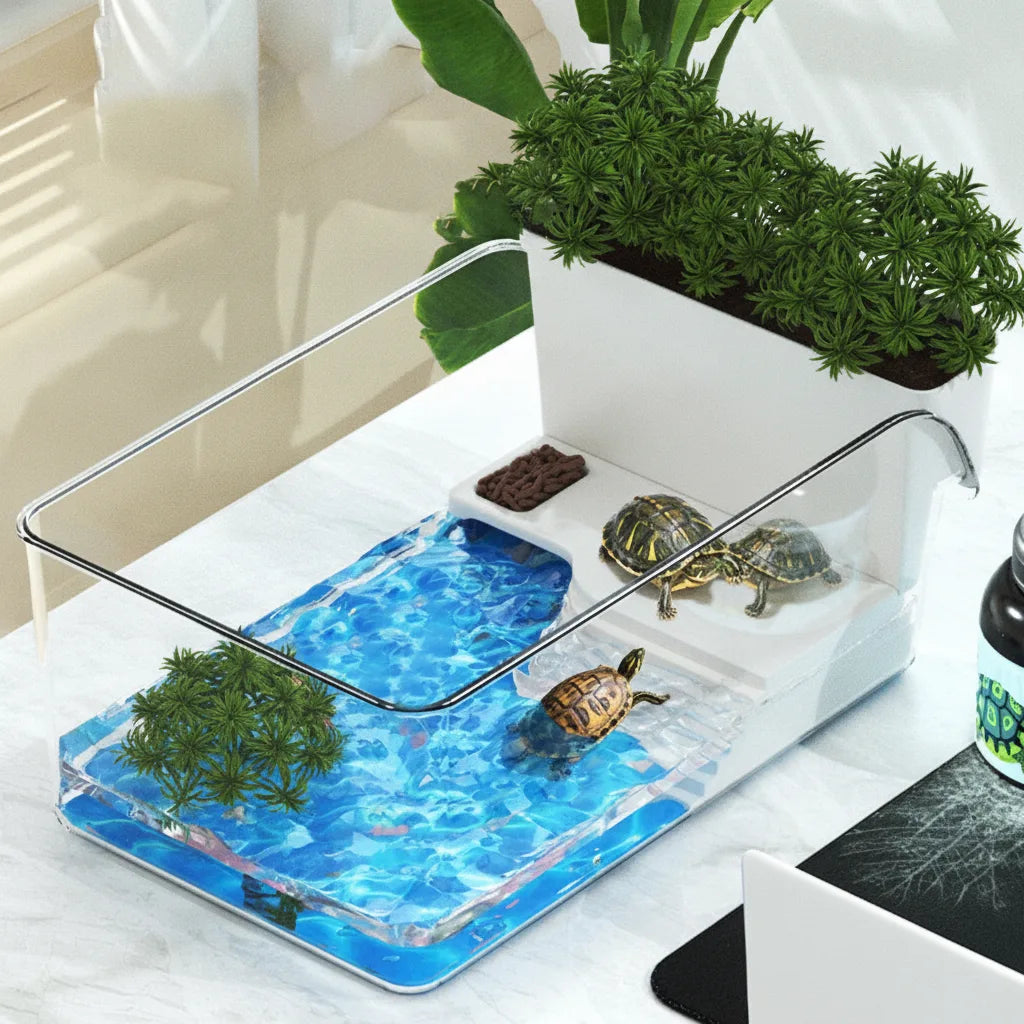 Terrarium Transparent avec Zone de Repos pour Tortues et Reptiles