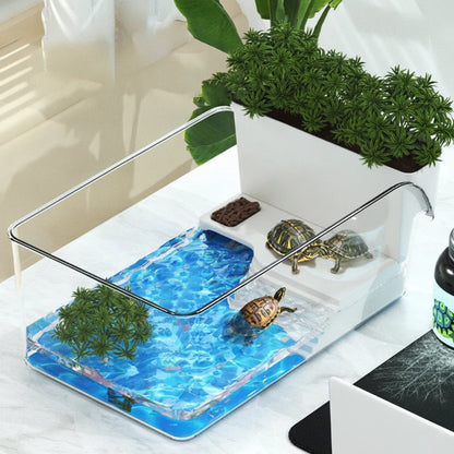 Terrarium Transparent avec Zone de Repos pour Tortues et Reptiles