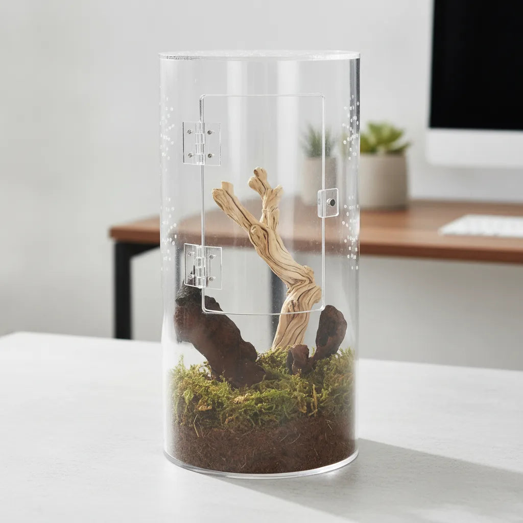 Terrarium Cylindrique Brun Foncé pour Petits Reptiles